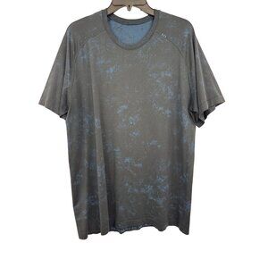 Lululemon Mens Metal Vent Tech Active Performance Workout Shirt Black Blue  XL